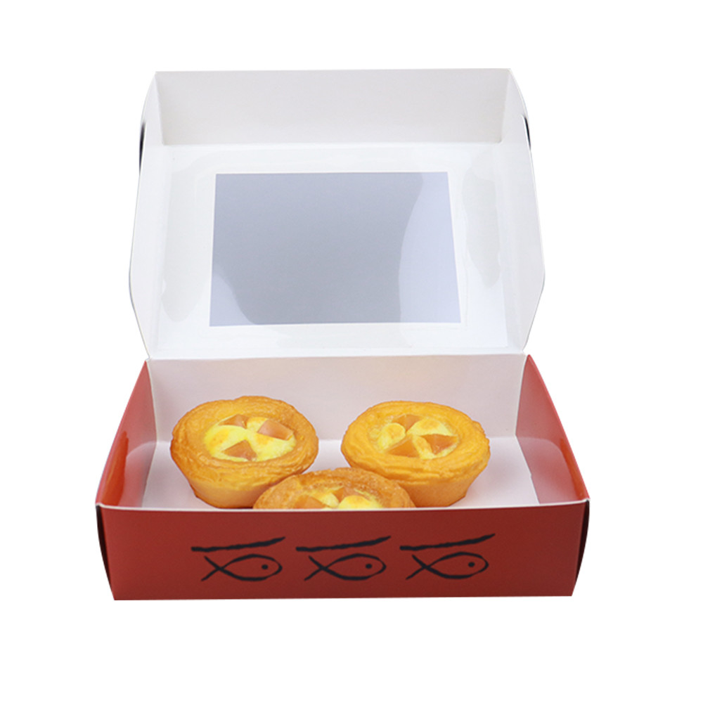 New Fashion Hot Sale Biscuit Package With Pvc Window Donut Paper Box Sweet Pie Boxes Folded Package Boxes