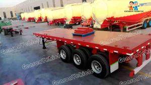 China Extendable 3 Axles Genron Semi Truck Flatbed Trailer wholesale
