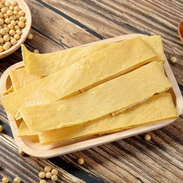 Golden dried yuba tofu skin product display