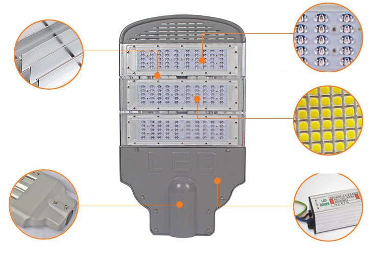 Grey Shell Outdoor LED Street Lights Die Casting Aluminum Material 115lm/w