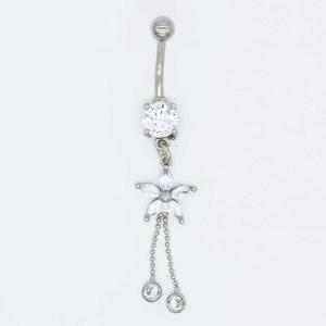 China 12mm Tassel Silver Belly Button Piercing Round Diamond 316 Stainless Steel Body Jewelry wholesale
