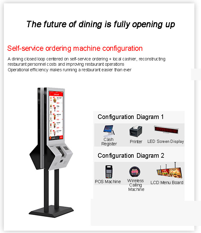 Slimline Self Ordering Kiosk 32in Self Service Pos Kiosk With Gesture Control