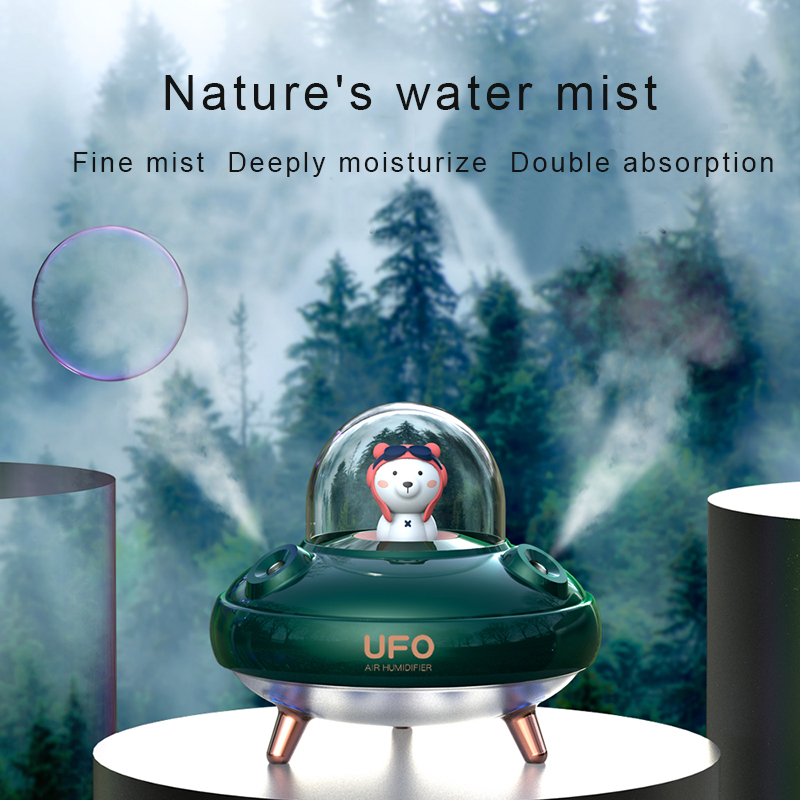 HOMEFISH Mini Ultrasonic Evaporative Steam USB Smart Charge Small Portable Decorative Cool Mist 2021 Rechargeable UFO Humidifier