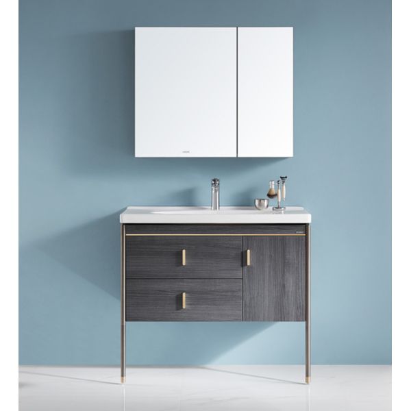 Multilayer Solid Wood Bathroom Cabinet , ARROW Basin Cabinet With Mirror