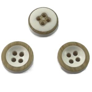 China Shirt Brown Plastic Buttons Little Brown Rim With Wooden Effect 16L Round wholesale