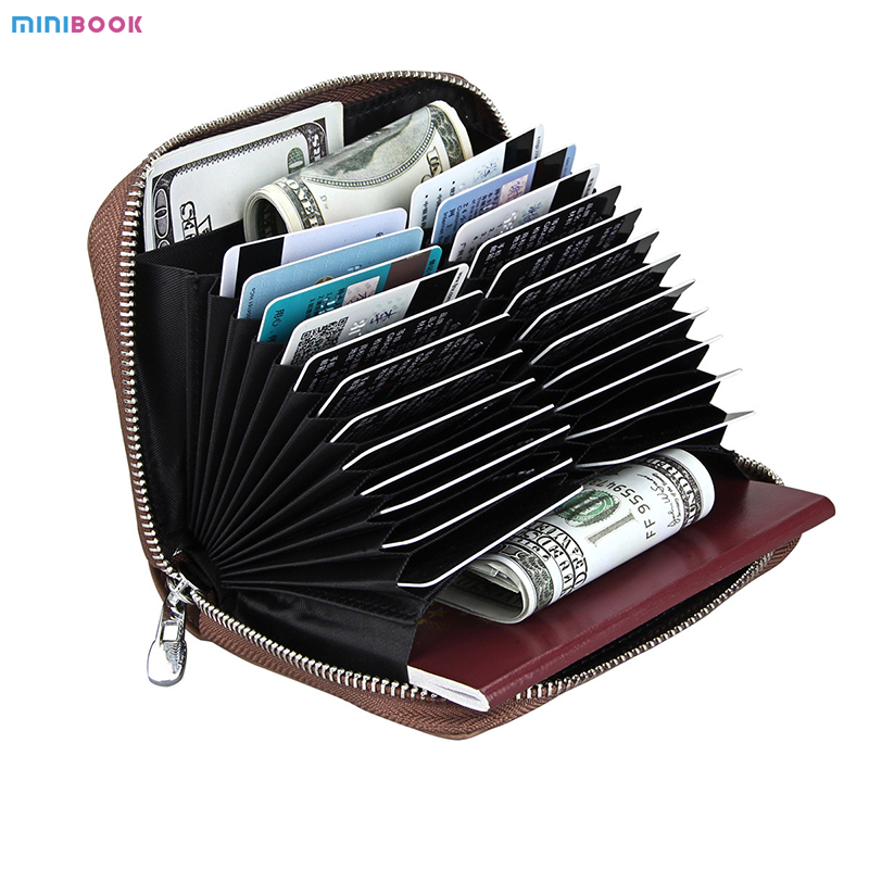 Custom Logo Genuine Leather Rfid Wallet with RFID Blocking and ID Card Holder