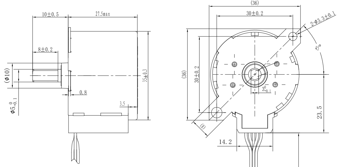 35mm Permanent Magnet Dc Motor 12V 35BYJ412 4 Phases 22.3:1 Ratio Customized For Toilet