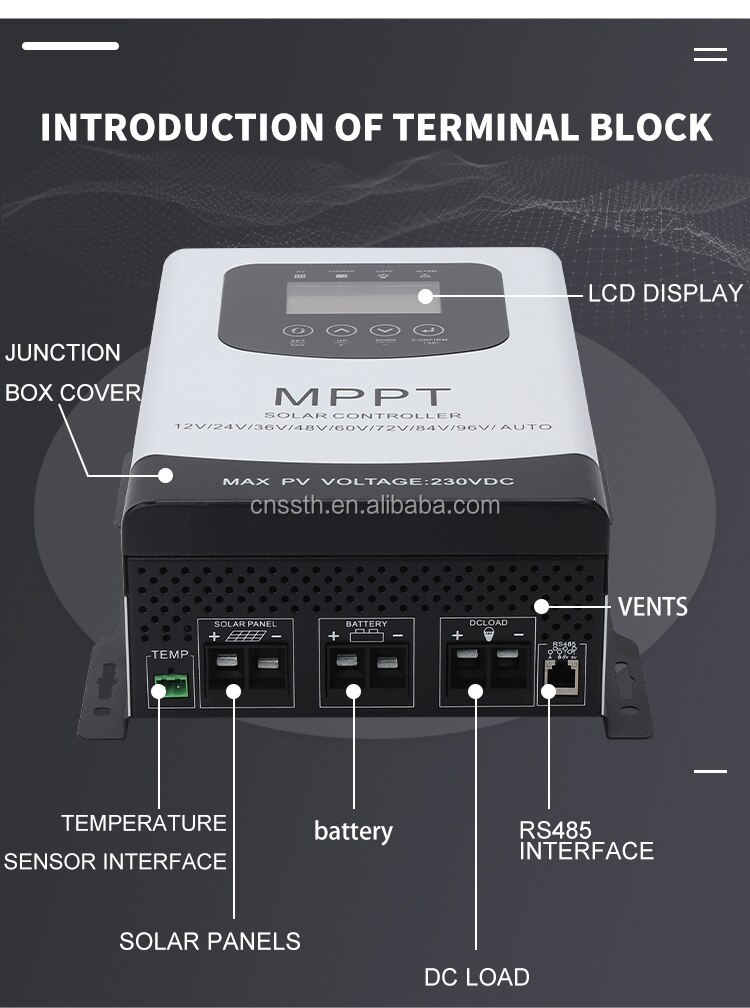 13800W 60A MPPT Solar Controller For 12V 24V 36V 48V 60V 72V 84V 96V Inverter System