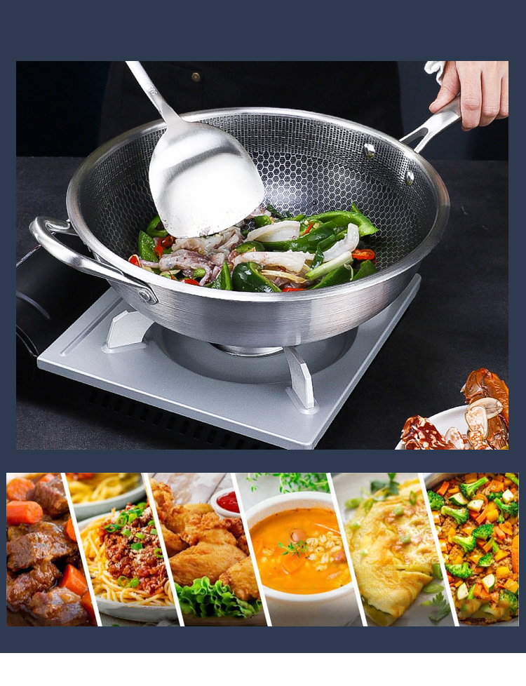 New Arrival Frying Pan Honeycomb Panci Frypan Non Stick Hybrid Stainless Steel Frying Pan