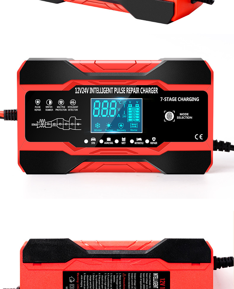12V 24V 15A 7 Stage Intelligent Pulse Charger For Lead Acid Battery