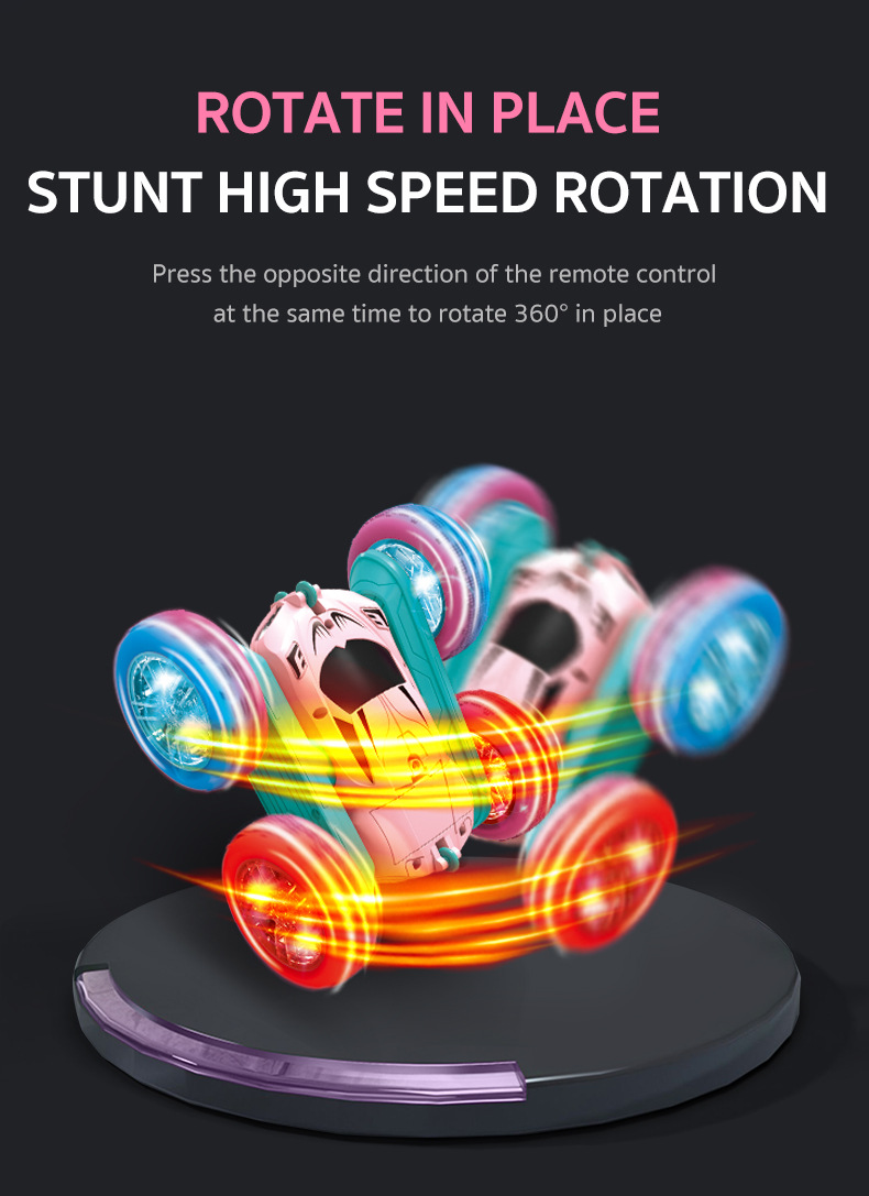 RC Stunt Cars Remote Control Car Double-Sided Driving 360-degree Flips Rotating Car Toy