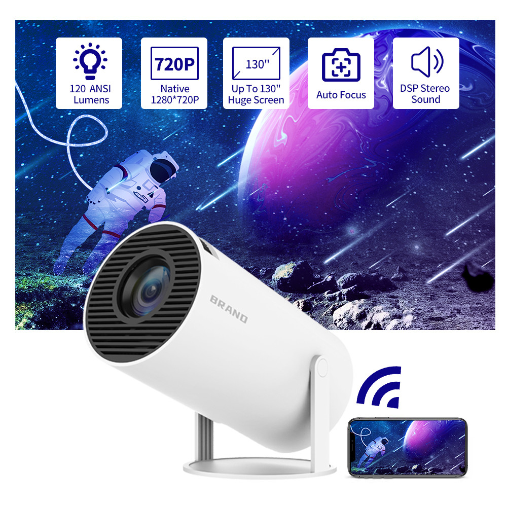Video Home Theater Projector Smart 720P White Cylindrical Portable LCD Projector