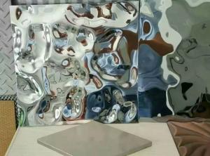 China Water Wave Shaped Stainless Steel Panels Rose Gold Mirror Finish For Hotels Villa Lobby Interior Decoration wholesale