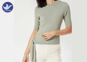 China Half Sleeves Women's Cotton Pullover Sweaters Band Decoration On Welt Top wholesale