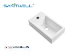 SWZ857 Sanitary Ware Product Stone Resin Basins Eco-Friendly Glossy White