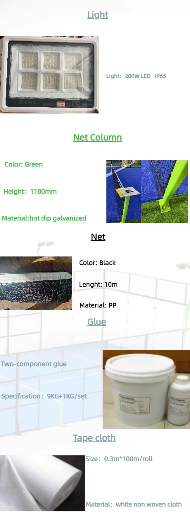 20m X 10m Outdoor Padel Court Equipment Panoramic Fields Padel Tennis