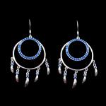 American Indian Style Blue Zircon Hanging Silver Drop Earrings For Wedding