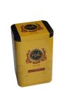Spot Yellow Printed Tin Tea Canisters , Rectangular Metal Caddy