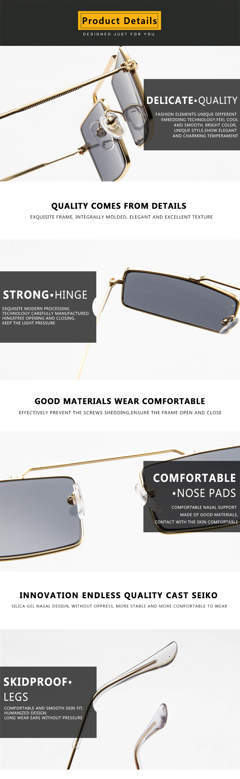European American Transparent Ocean Sunglasses Single Beam Metal Frame