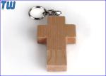 Wooden Cross 8GB USB Flash Drive Free Key Ring Fine Gift for Christmas