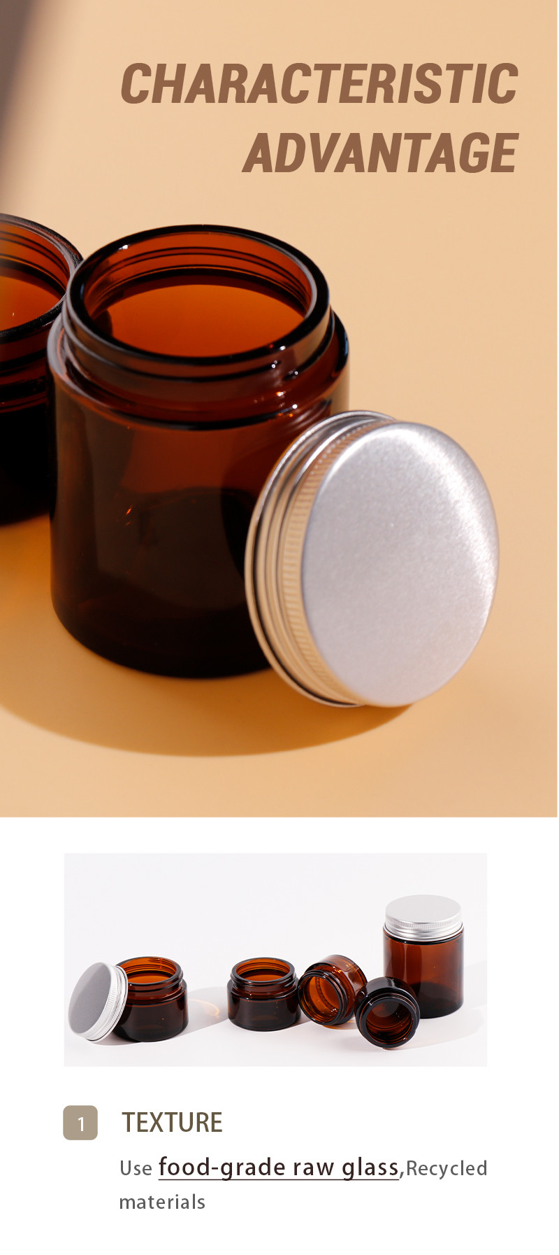 Wholesale Dark Amber Cream Candle Jars Empty Food Storage Glass Jar With Lid