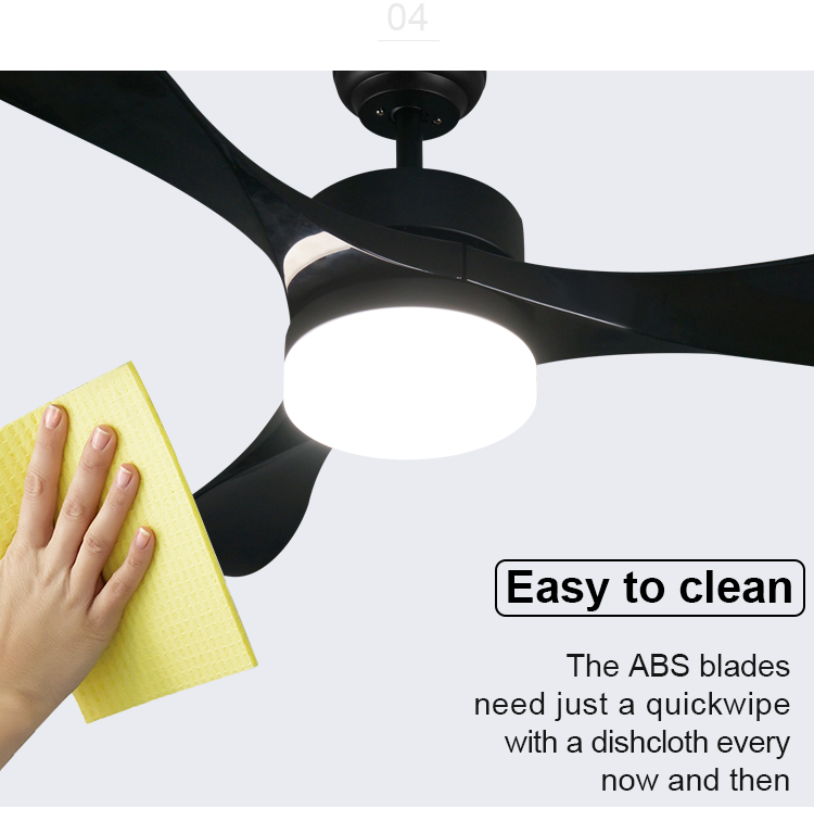Energy Saving 1stshine Black ABS Blades Ceiling Fans with LED Lights and Remote Control 2-
