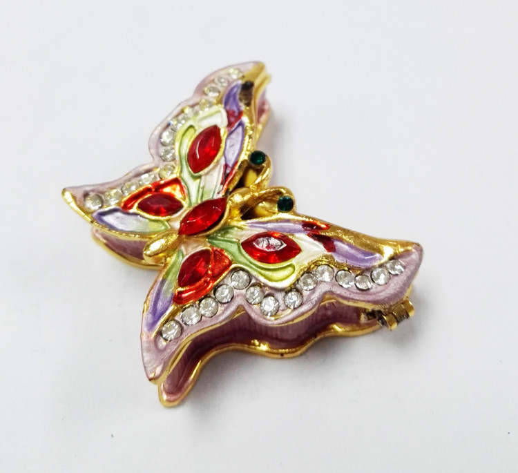 Fancy Small Butterfly Metal Alloy Jewelry Box Small Butterfly Trinket Box