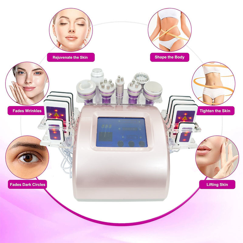S Shape 220V Laser Lipo Cavitation Machine 9 In 1 Vacuum RF Photon Therapy