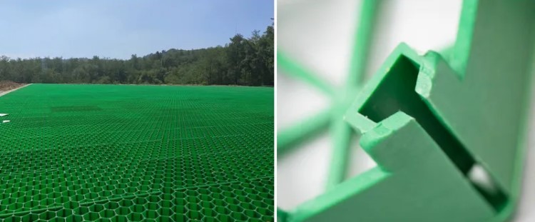Ground Plastic Grass Grid Mats For Turf Reinforcement 160-250Ton/Sqm