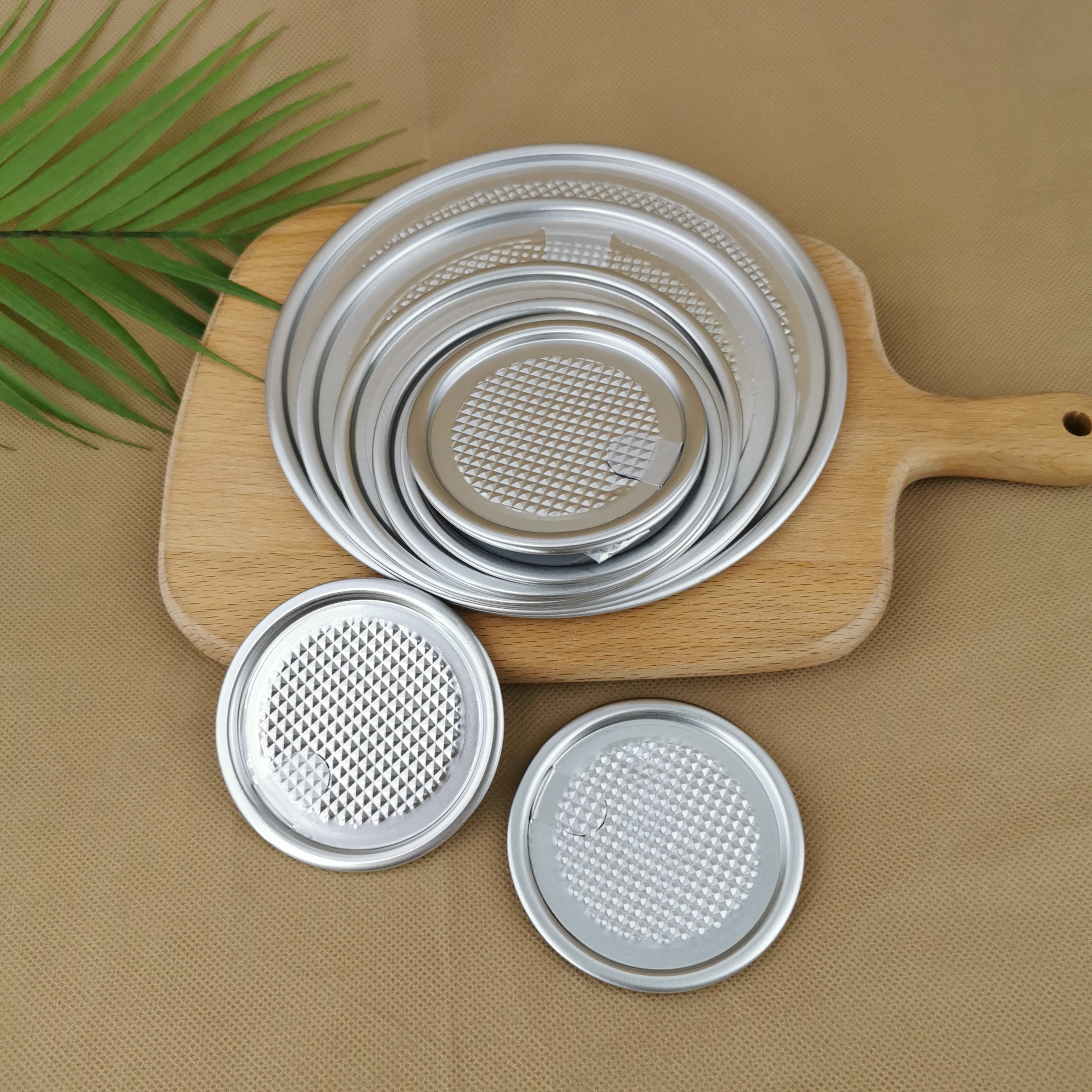 63mm Wrinkle Feeling SGS POE Dry Food Aluminum Foil Lid