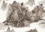 Chinese Style contemporary wall coverings Mountains And Rivers For Sofa/TV