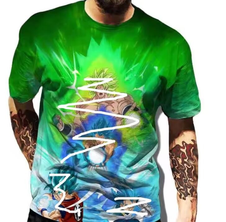 Anime Goku Sublimation Printed T Shirts Short Sleeve Patterned Clothes