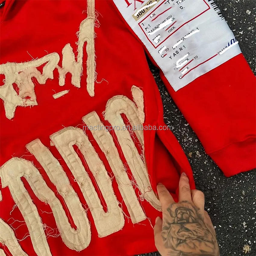 Custom Embroidery Hoodie With Embroidery Men'S Streetwear Patch Vintage Acid Wash Cropped Hoodie