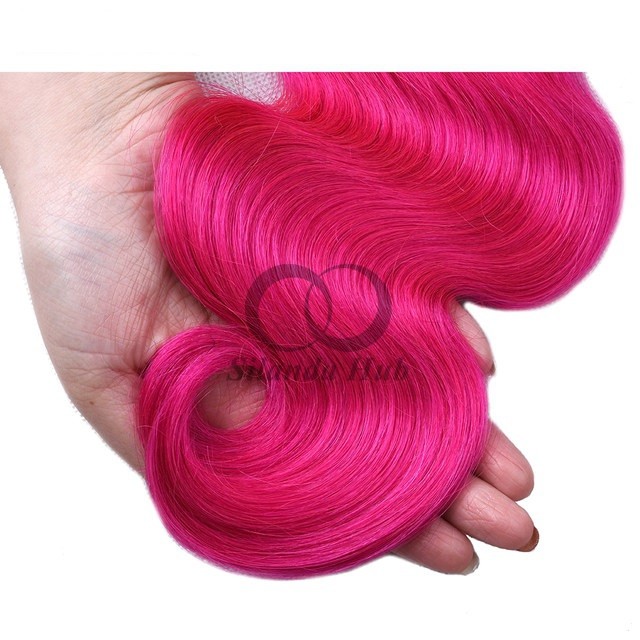 Pink Body Wave Remy Human Hair Bundles Sew In Weave Bundles Brazilian Bundle Deals