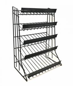 China Supermarket potato chips black mini small metal display rack 3/4/5 layers metal wire dispaly racks wholesale