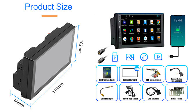 Capacitive Android Car Stereo 7 Inch IPS Wireless Android Auto Head Unit