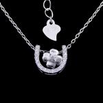 Square Shape 925 Silver Cubic Zirconia Necklace Charming Dancing Diamond