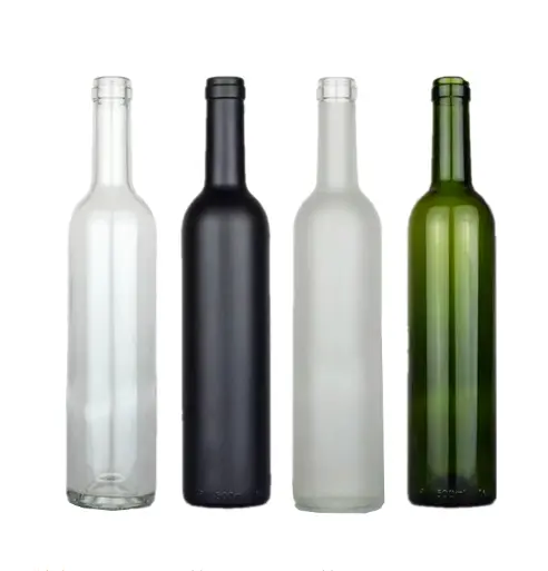 Customized Logo Luxury Red Wine Glass Bottle with Spray Cap and Glass Collar Material