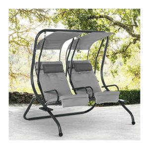 China Patio Leisure Facilities AJUNION 2 Seater Outdoor Swing Hanging Chair with Canopy 37kg wholesale