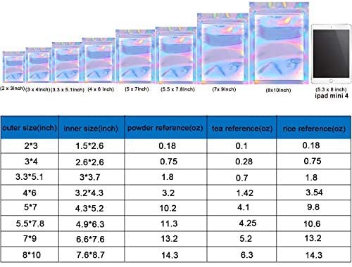3 X 4 Inches Food Storage Smell Proof Bags Meals Holographic Packaging Bags