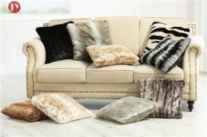 China thick and soft pile 100% animal-free double sides home Faux Fur Pillows ,faux rabbit taupe,18inch*18inch wholesale