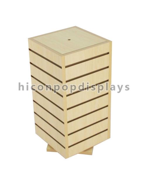 Desktop Wood Slatwall Display Stands , Rotating Slatwall Display Tower Without