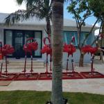 Stainless Steel Sculpture Flamingo with Red Painted