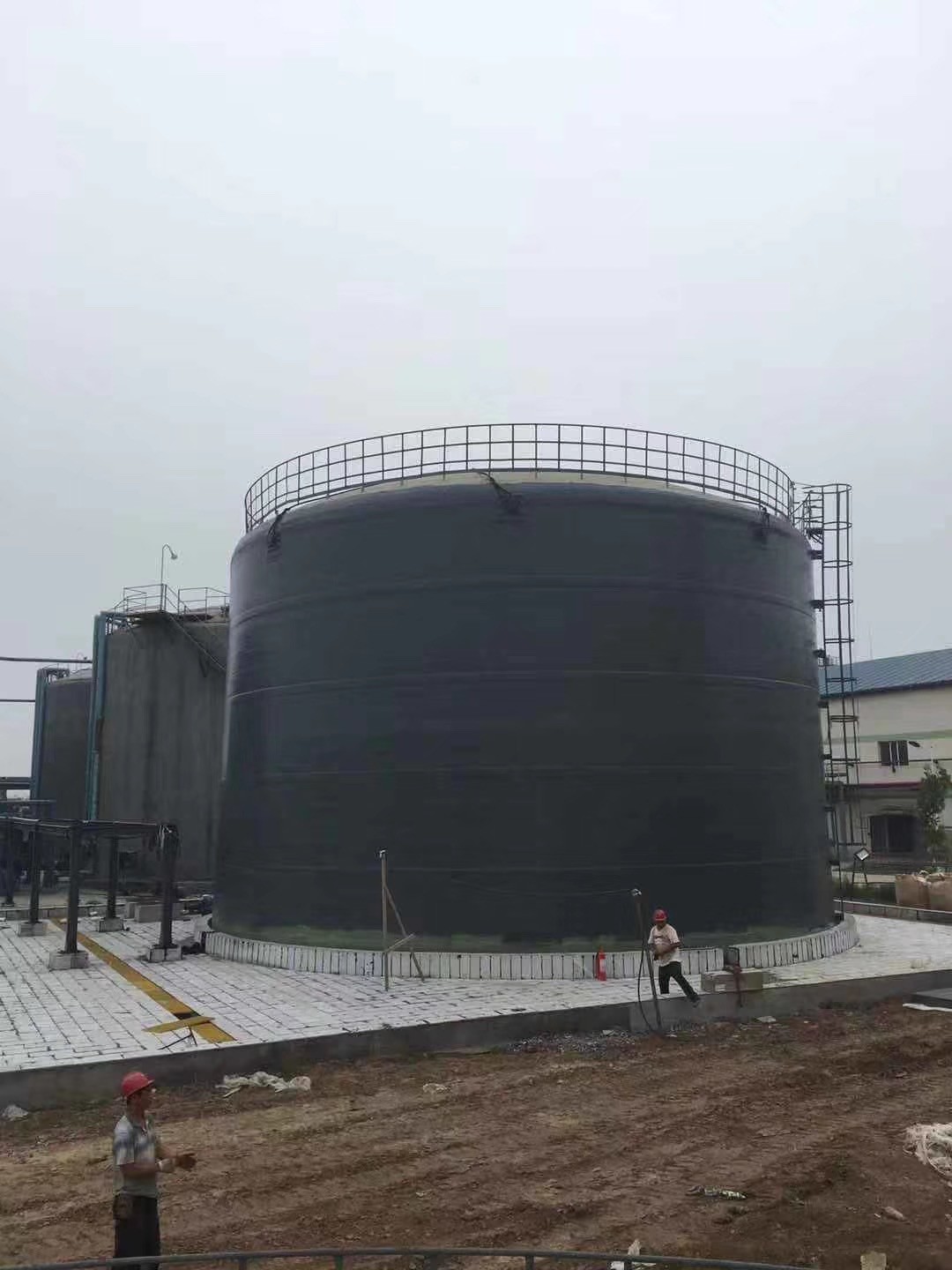 High Strength 4m3 Frp Industrial Septic Tank Vertical Round Alkali Storage