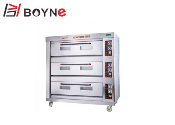 Three Decks Commercial Gas Bread Ovens , Economic Gas Power Commercial Bread