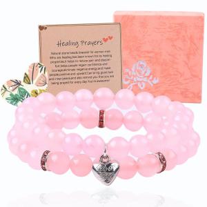 China 8mm Rose Quartz Gemstone Bead Bracelet Healing Energy Charm Jewelry wholesale