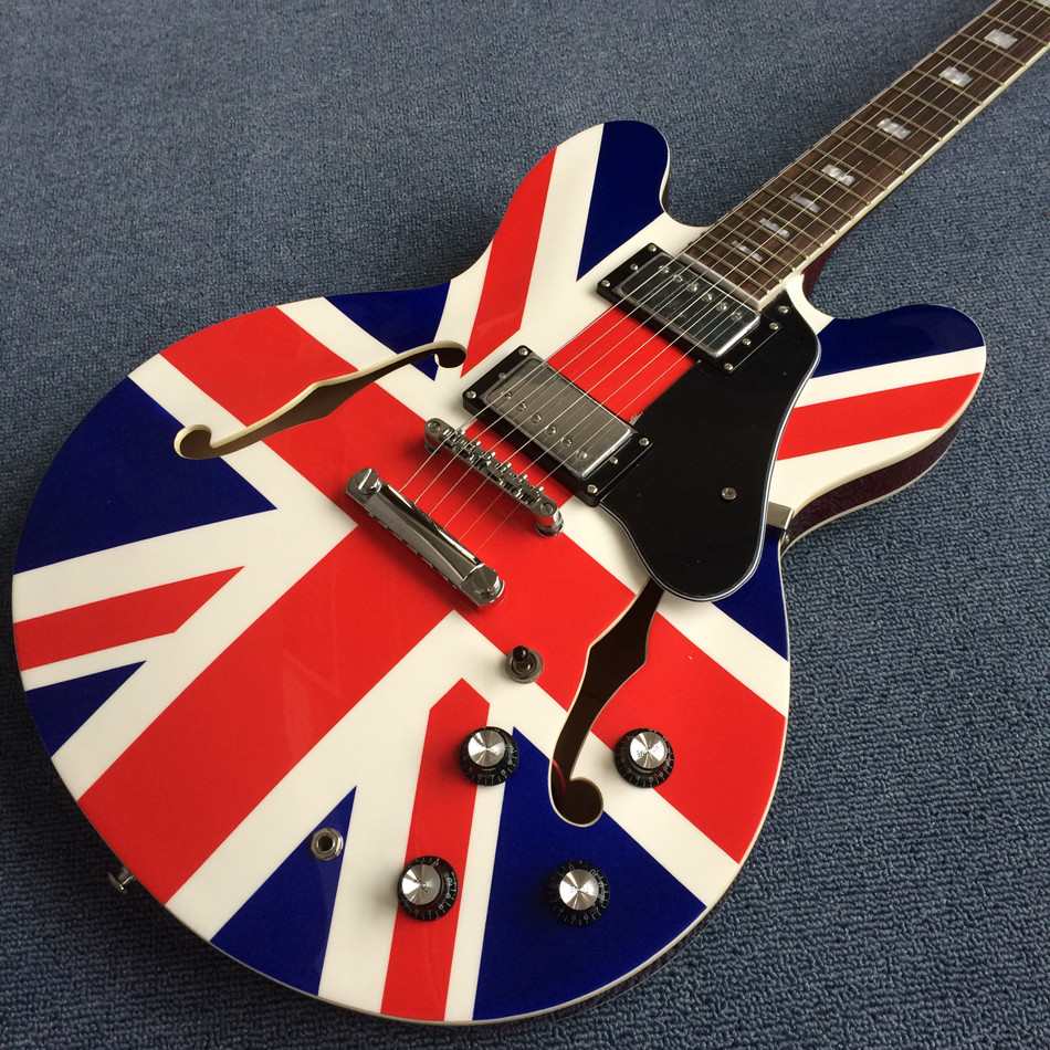 Hollow body Jazz electric guitar, British flag Rosewood Fingerboard electric guitar