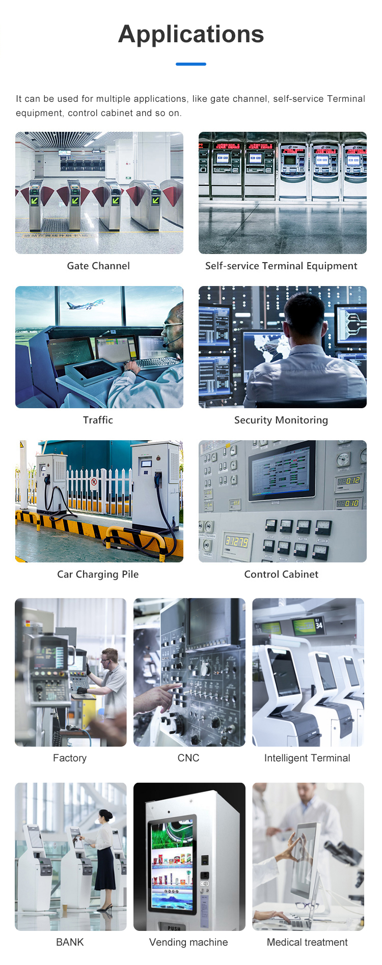 Panel PC 19.5 Inch Wall Mounted Industrial Touch Screen Pc Hard Disk 64G/128G/256G/512G Optional