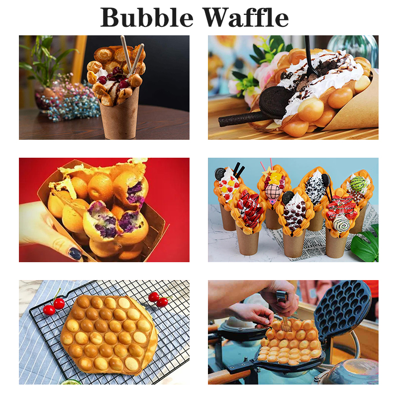 Rotating Non-stick Coating Mini Commercial Double Egg Waffle Maker Machine for Outdoor