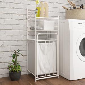 China White Anti Corrosion H105cm Steel Laundry Basket wholesale